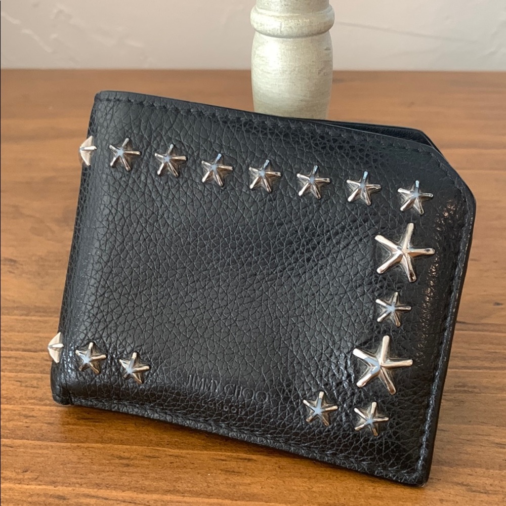 Jimmy Choo Black Wallet with Silver Star Studs
